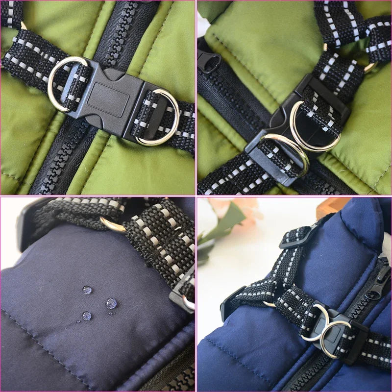 Waterproof Winter Dog Jacket with Harness