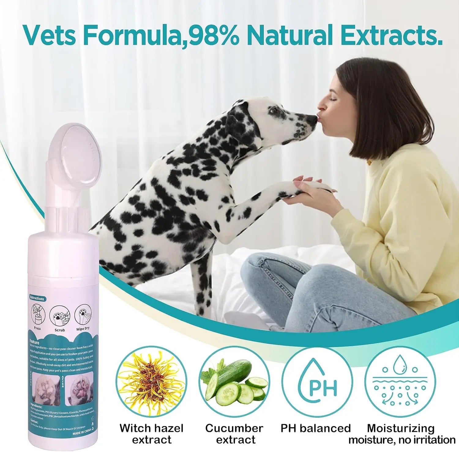 No Rinse Pet Paw Cleanser Foam