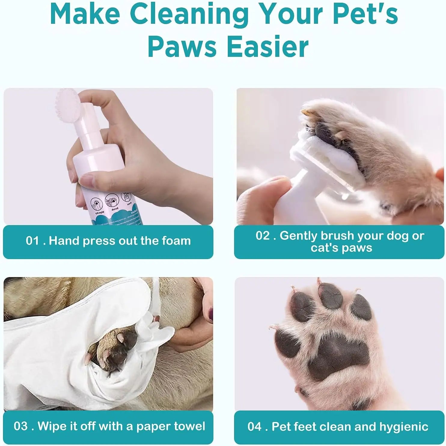 No Rinse Pet Paw Cleanser Foam