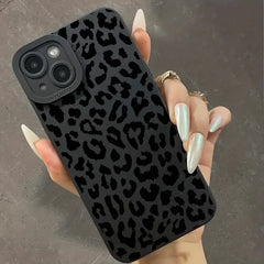 Black Print Leopard Graphic Phone Case