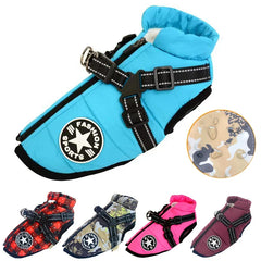 Waterproof Winter Dog Jacket with Harness